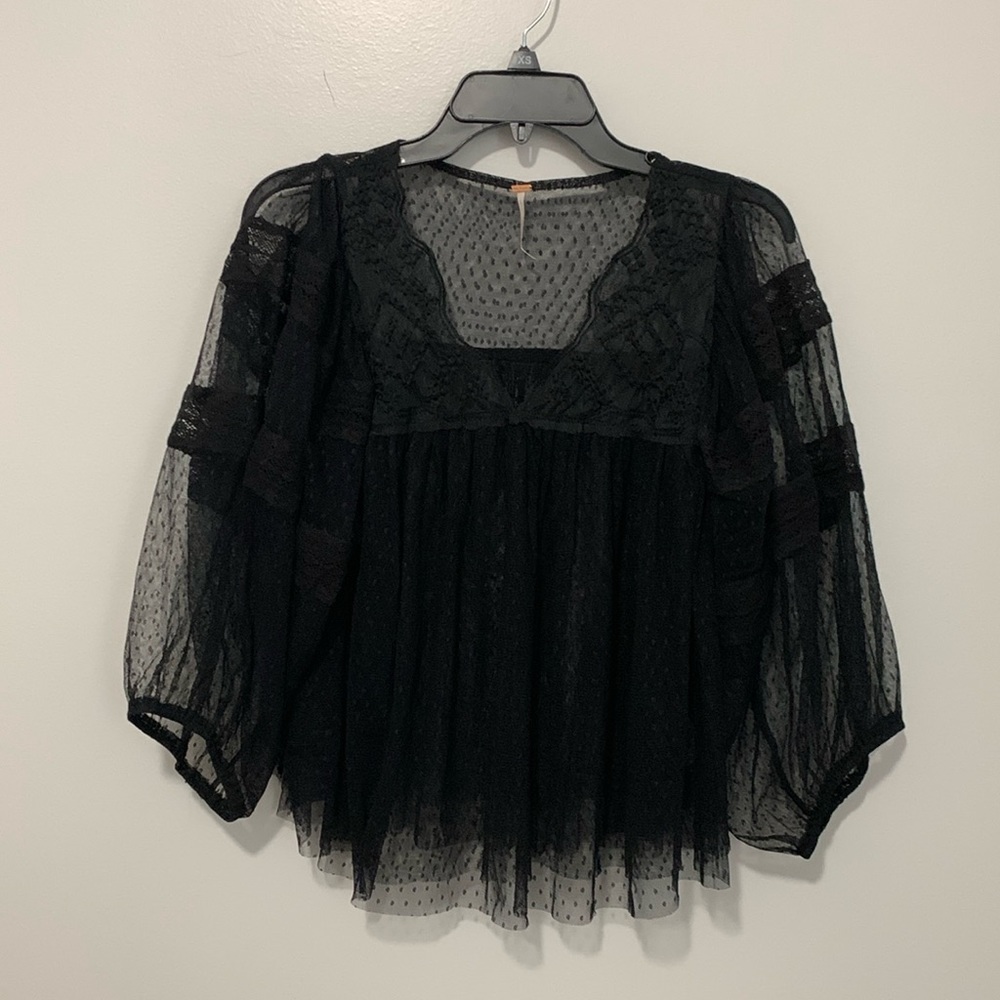 Free People NWOT True Candy Mesh Top Black - Picture 8 of 16